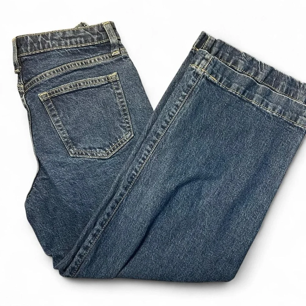 GAP Girls’ Wide-Leg Denim Jeans – Size 12 | Dark Wash | Adjustable Waist